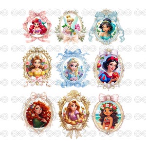 Watercolor Princess Coquette Bow Png, Princess Mirror Family Shirt, Movie Cartoon Coquette Bow Png, Family Vacation Png, Frame Princess Png