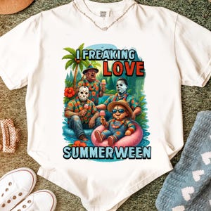 I Freaking Love Summerween Png, Summer Halloween Png, Funny Halloween Png, Horror Characters Png, Halloween in Summer Shirt Design