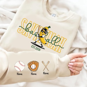 Personalized Baseball Sweatshirt Tshirt, Vintage Soft Unisex Baseball Shirt, Banana Fan Gift, Let&#39;s Go Bananas Shirt,Game Day Baseball Shirt