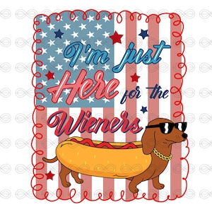 Divertido 4 de julio: "Estoy aquí por la salchicha", Estados Unidos (Png), Perro caliente (Png) del 4 de julio, Perro salchicha (Png), Salchicha femenina (Png) del 4 de julio