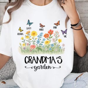 Personalized Grandma&#39;s Garden Shirt, Birth Flowers Shirt With Kids Names, Custom Mom Shirt, Mother&#39;s Day Gift, Gift For Grandma