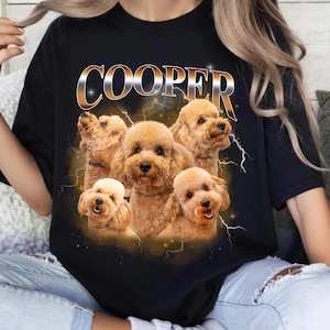 Maglietta vintage &quot;Custom Comfort Colors&quot; con foto e nome del tuo animale domestico, regalo di compleanno, personalizza la tua maglietta &quot;Bootleg&quot;, t-shirt personalizzate anni &#39;90