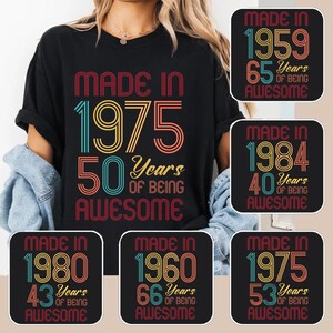 Camiseta personalizada de cumpleaños, regalo de cumpleaños, camiseta personalizada con número de cumpleaños, regalo de cumpleaños, regalo de fiesta de cumpleaños retro
