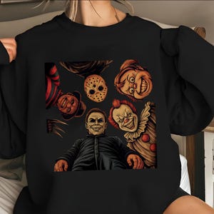 Funny Face Horror Characters Halloween Shirt, Halloween Characters Shirt, Halloween 2025 Shirt, Horror Movie Shirt, Funny Scary Movie Gift