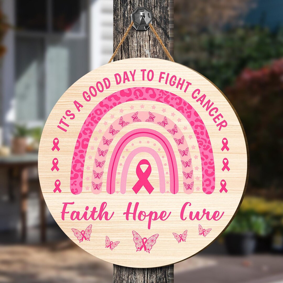 Fight Cancer Wooden Sign, Breast Cancer Sign, in October We Wear Pink ...