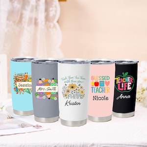 Personalized Tumbler Gift for Teacher, Custom Stainless Steel Tumbler with Name, Coffee Cup, Teacher Appreciation Gifts, Thank You Gifts