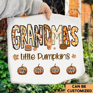 Personalized Grandma Fall Shirt, Custom Nickname Grandma Nana Mimi Shirt, Fall Grandma Shirt With Grandkids Names, Fall Halloween Gift