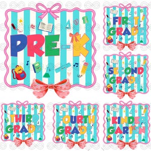 Preppy Back to School Bundle PNG, Coquette Teacher First Day of School Shirt Design, Girly Checkered Sublimation, Pre-k 1st/2nd/3rd Grade