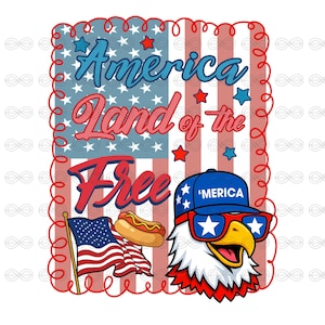 America Land Of The Free Png, Red White Blue USA Sublimation Design, Eagle 4th Of July Png , Patriotic Png, Independence Day Png
