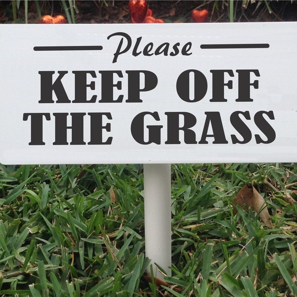 Solid PVC sign with adjustable stake, no dog poop sign,  keep off lawn sign, keep off grass sign, no dogs sign