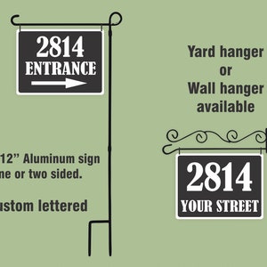 Custom Address Sign, Street or Delivery sign, Standard or Reflective letters,  Yard or Wall Hanger Available.