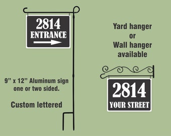 Custom Address Sign, Street or Delivery sign, Standard or Reflective letters,  Yard or Wall Hanger Available.