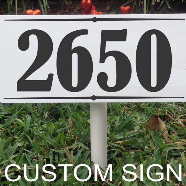 Custom Address Sign with Stake, in Standard or Reflective. House Number Sign for Yard, Address Sign, Address Yard Sign.