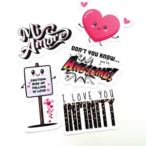 Lindo juego de pegatinas con temática romántica o por separado, San Valentín, regalos, amor, amigo, divertido, estético, colorido, resistente al agua - Juego 2.