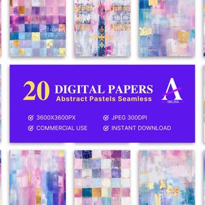Pastels Abstract Digital papers , Abstract Pattern , Abstract Textures , Instant Digital Downloads , Pastel Backgrounds