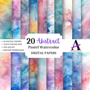 Abstract Pastel watercolor Digital papers - Watercolor Pattern bundle - Instant Digital Downloads - Backgrounds - Commercial use