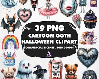 Paquete de imágenes prediseñadas de Halloween gótico: temporada espeluznante, uso comercial, descarga instantánea