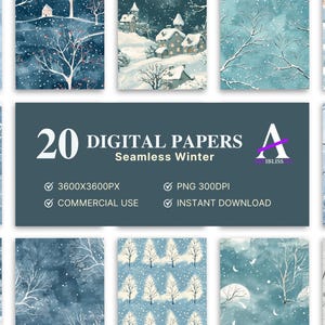 Winter Digital Paper: Snow Texture Patterns , Commercial License, Instant Download