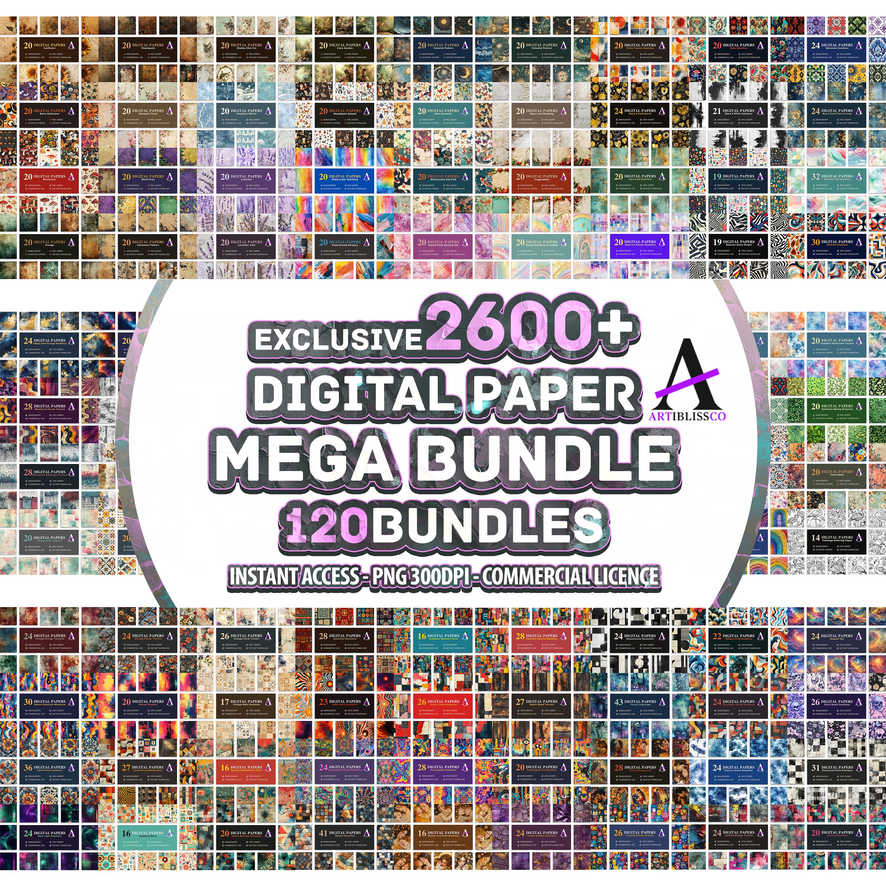 2600+ Digital Paper Mega Bundle: Texture Backgrounds for Scrapbooking ...