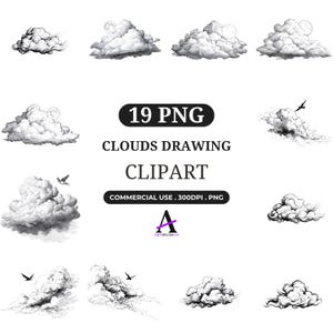 Clouds Clipart Bundle: Soft Weather Illustrations (Commercial License, Instant Download)