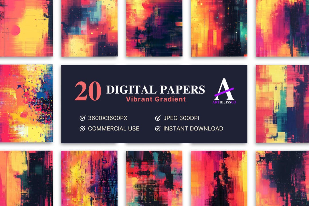 Instant Pay Gradient Vibrant Gradient Digital Papers , Gradient Pattern , Vibrant Textures ...