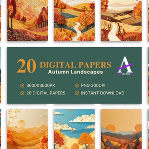 Autumn Landscapes Digital papers , Landscapes digital Pattern bundle , Landscapes Texture, Instant Digital Downloads , Landscapes Background