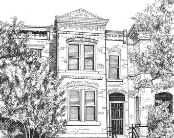 CUSTOM HOUSE PORTRAIT, Hand drawn in Pen and Ink from your Reference Photo. Historic House or Business Art, New Home, Realtor Closing Gift.