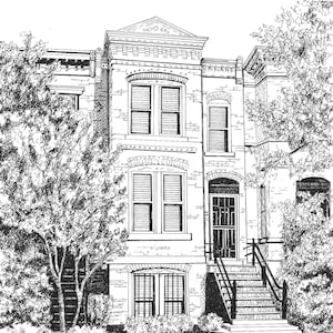 CUSTOM HOUSE PORTRAIT, Hand drawn in Pen and Ink from your Reference Photo. Historic House or Business Art, New Home, Realtor Closing Gift. image 1