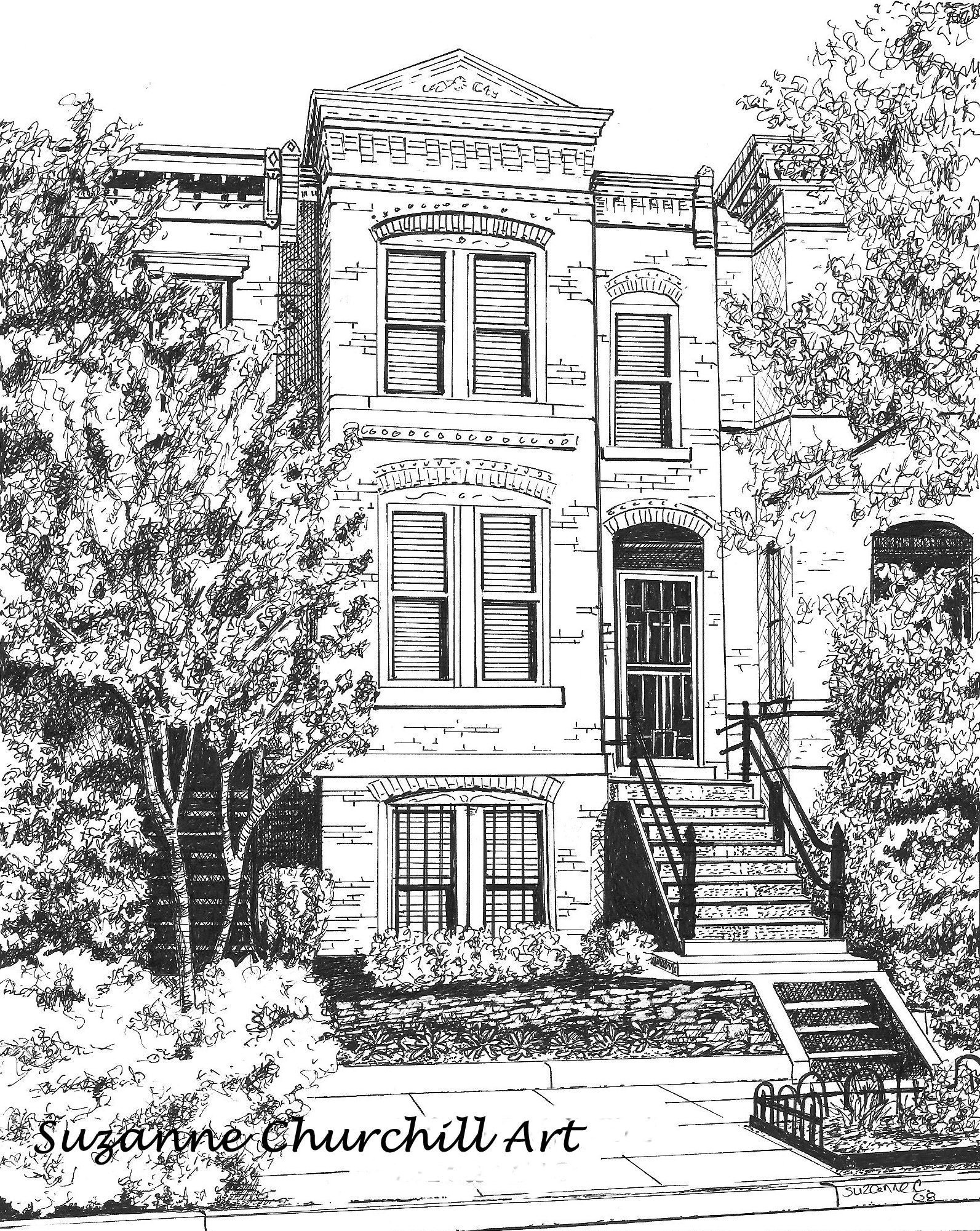 CUSTOM HOUSE PORTRAIT Hand drawn in ink from your reference | Etsy