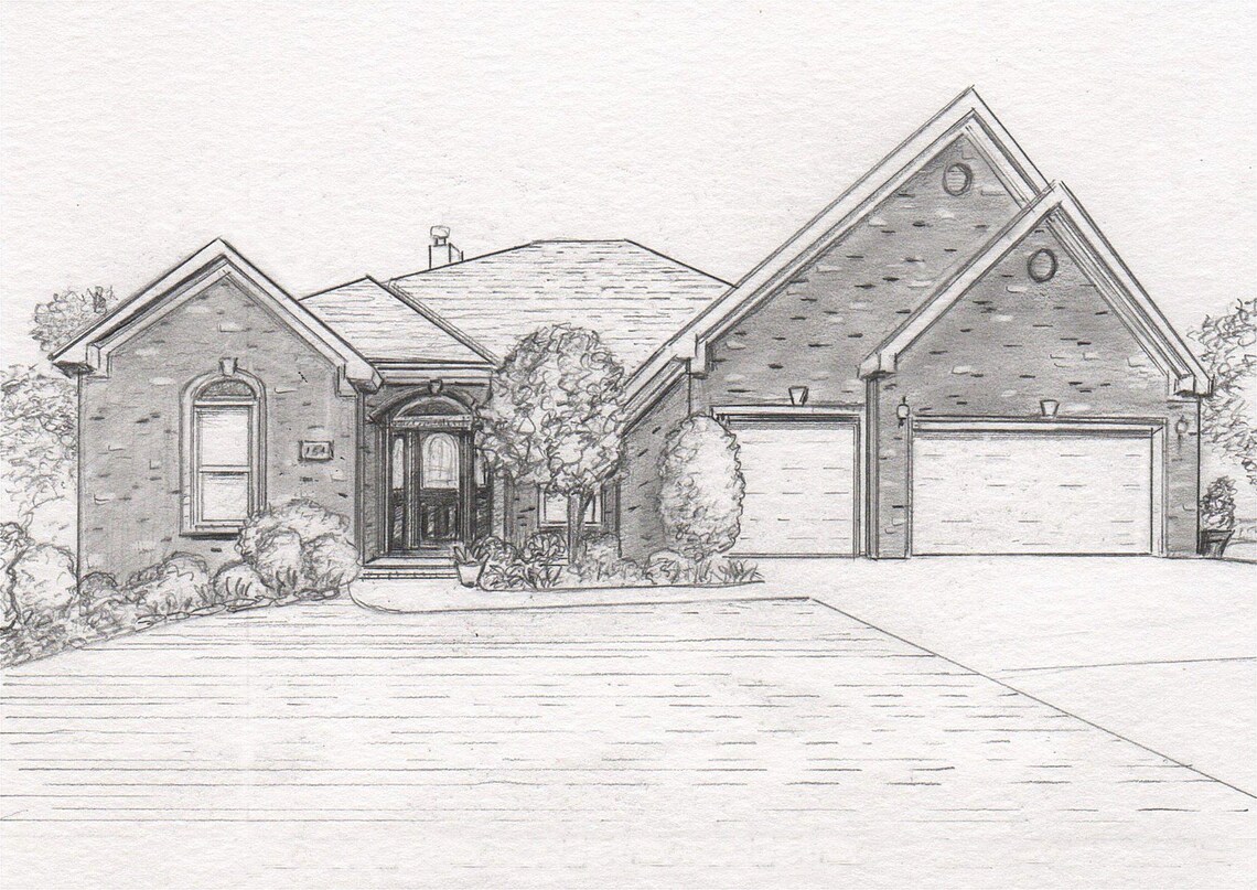 Custom PENCIL HOME PORTRAIT, Hand Drawn Sketch From Your Photos ...