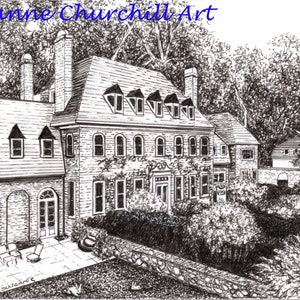 CUSTOM HOUSE PORTRAIT, Hand drawn in Pen and Ink from your Reference Photo. Historic House or Business Art, New Home, Realtor Closing Gift. image 4