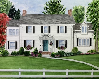 WATERCOLOR HOUSE PORTRAIT, Personalized and Hand Painted From Your Reference Photos. Perfect Parents, New Home, Moving or Realtor Gift