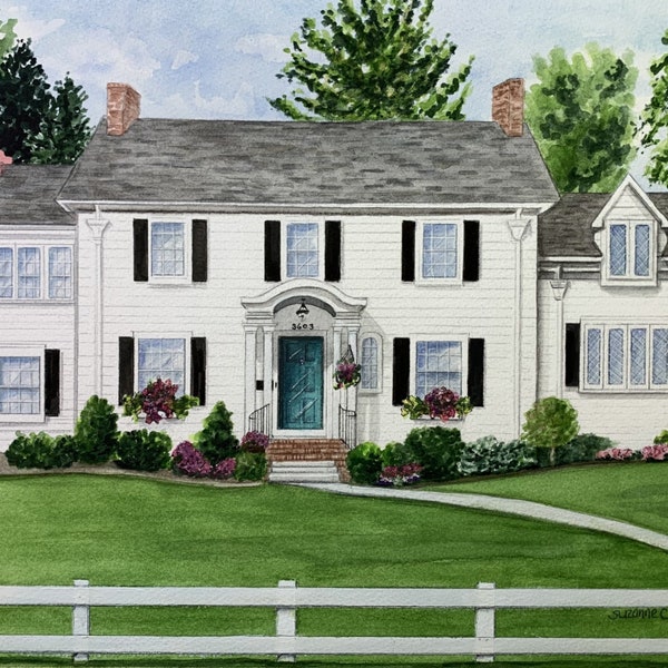 WATERCOLOR HOUSE PORTRAIT, Personalized and Hand Painted From Your Reference Photos. Perfect Parents, New Home, Moving or Realtor Gift