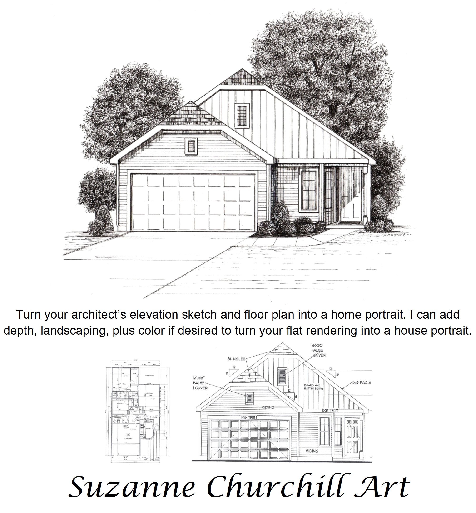 CUSTOM HOUSE PORTRAIT, Hand Drawn in Pen & Ink From Your Reference ...