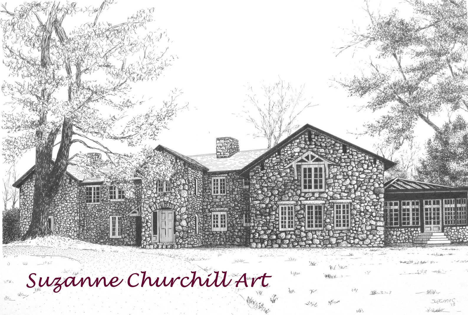 CUSTOM HOUSE PORTRAIT, Hand Drawn in Pen & Ink From Your Reference ...