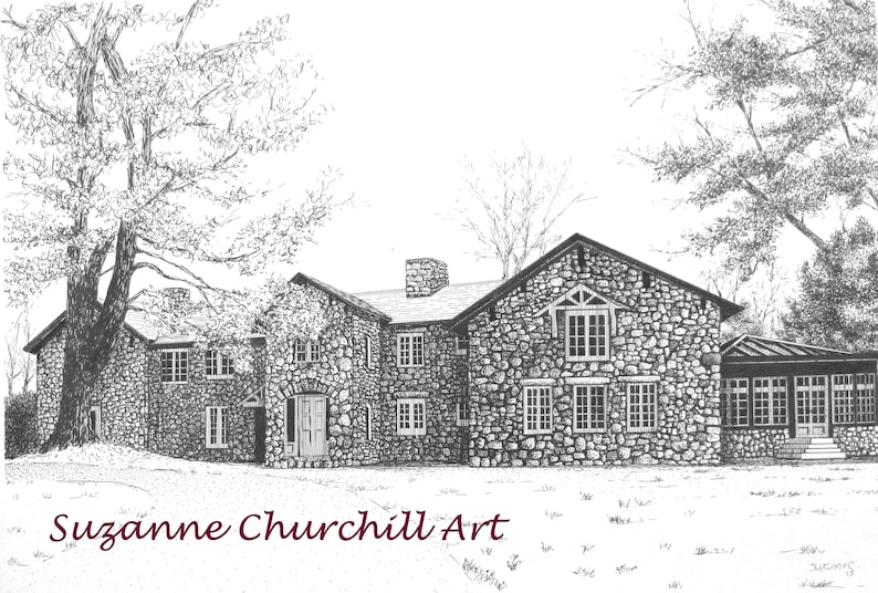 CUSTOM HOUSE PORTRAIT, Hand drawn in Pen and Ink from your Reference Photo. Historic House or Business Art, New Home, Realtor Closing Gift. image 6