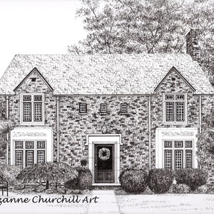 CUSTOM HOUSE PORTRAIT, Hand drawn in Pen and Ink from your Reference Photo. Historic House or Business Art, New Home, Realtor Closing Gift. image 5
