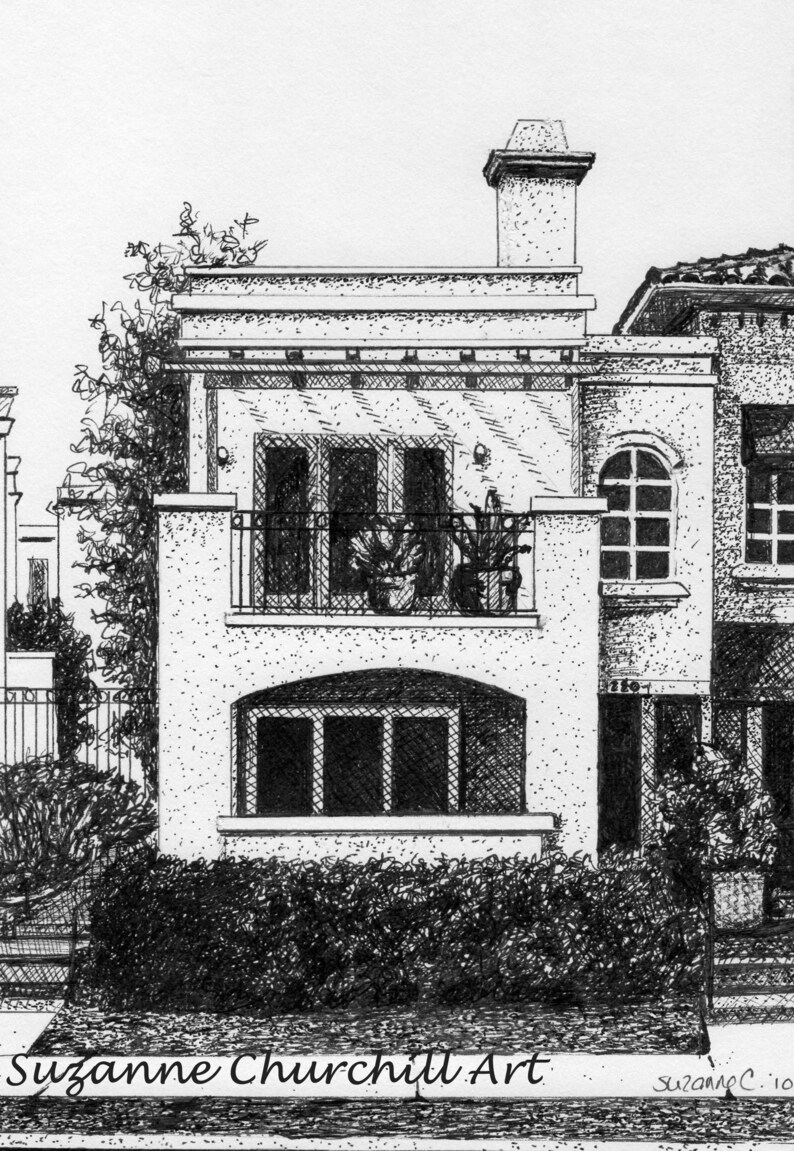 CUSTOM HOUSE PORTRAIT, Hand drawn in Pen and Ink from your Reference Photo. Historic House or Business Art, New Home, Realtor Closing Gift. image 7
