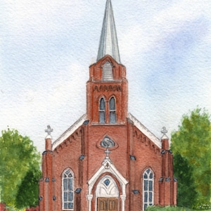 CUSTOM WATERCOLOR CHURCH. Hand Painted From Your Photos. Personalized Wedding Venue, Anniversary, Pastor or Baptism Gift.