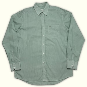 Long sleeve shirt Regular Lacoste Vintage L Green Cotton Excellent Condition Retro Authentic Second Hand Classic [2132]