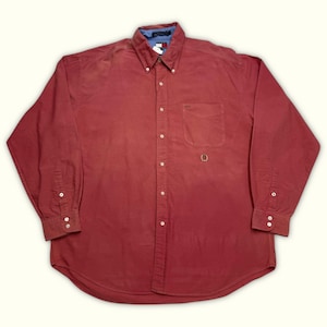 Long sleeve shirt Regular Tommy Hilfiger Vintage XL Red Cotton Excellent Condition Retro Authentic Second Hand [2136]