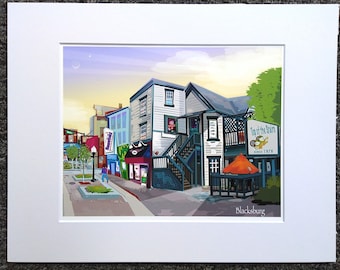 Blacksburg Books Fine Art Print, Miniature Artwork