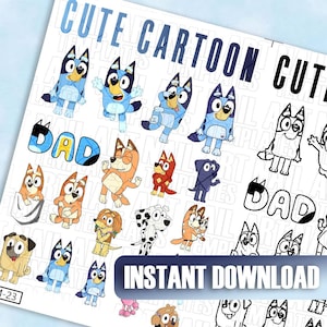 Cute Dogs Nail Art Templates | Cartoon Puppy Nail Decal Template | Practice Sheet | Nail Art Guides | Digital Nail Sticker Designs