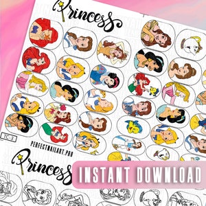 Princess Nail Art Templates | Digital Nail Templates | Digital Nail Decals | Characters Nail Art | Royal Princess Nail Art