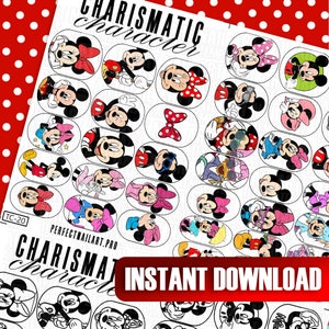 Cartoon Nail Art Templates | Digital Cartoon Character Designs | Nail Sticker Templates | Practice Sheet | Digital Character Decals