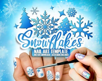 Schneeflocke Nail Art Übungsblatt: Winter Vorlage für Maniküre Training