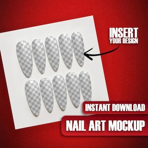 Nail Art Mockup: Stiletto Almond Transparent PNG Digital Download