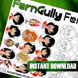 Forest Fairy Nail Art Template Set | Whimsical Cartoon Nail Decals | Magical Nature Characters | Digital Practice Sheet for DIY Nails