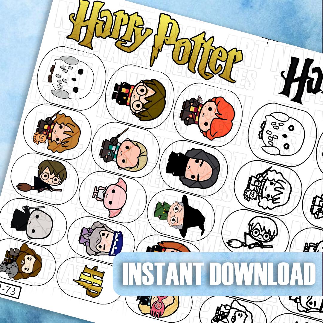 Magical Academy Nail Art Templates | Fantasy Characters Decal Guide | Digital Nail Art Practice Sheet | Digital Nail Art Decals