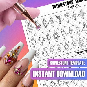 Modèles de placement de strass : guides de cristal imprimables pour nail art